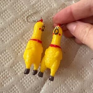 Yellow Chicken Funny Earrings